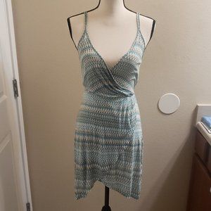 GUESS blue tan vintage sleeveless wrap dress
